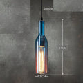 Nordic style wine bottle glass chandelier with five coloured shades in amber, metal ceiling plate, and 200cm drop line