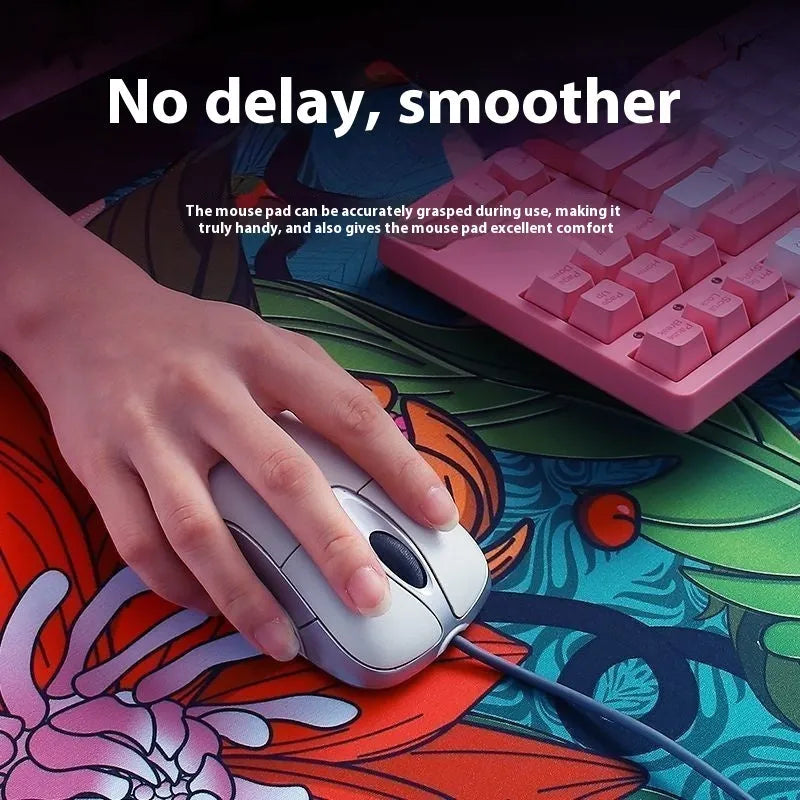 E-sports mouse pad with fine rice noodle surface and rubber base, 3mm thick, Chrysanthemum pattern