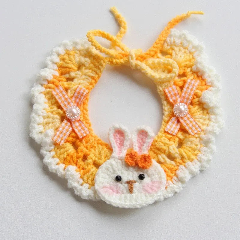 Handmade embroidered cotton scarf collar for small dog photo decoration in colourful print design