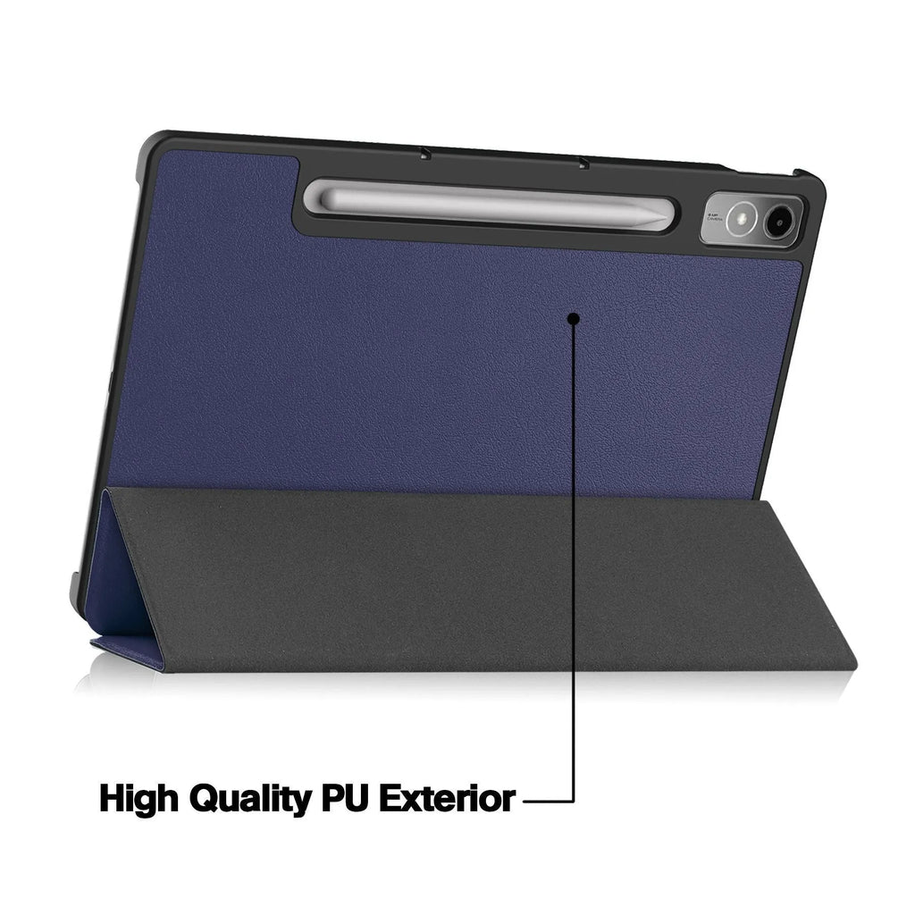 Lenovo Tab P12 12.7-inch tablet protective case in a three-fold stand position, showing one of the many available colour and pattern designs.