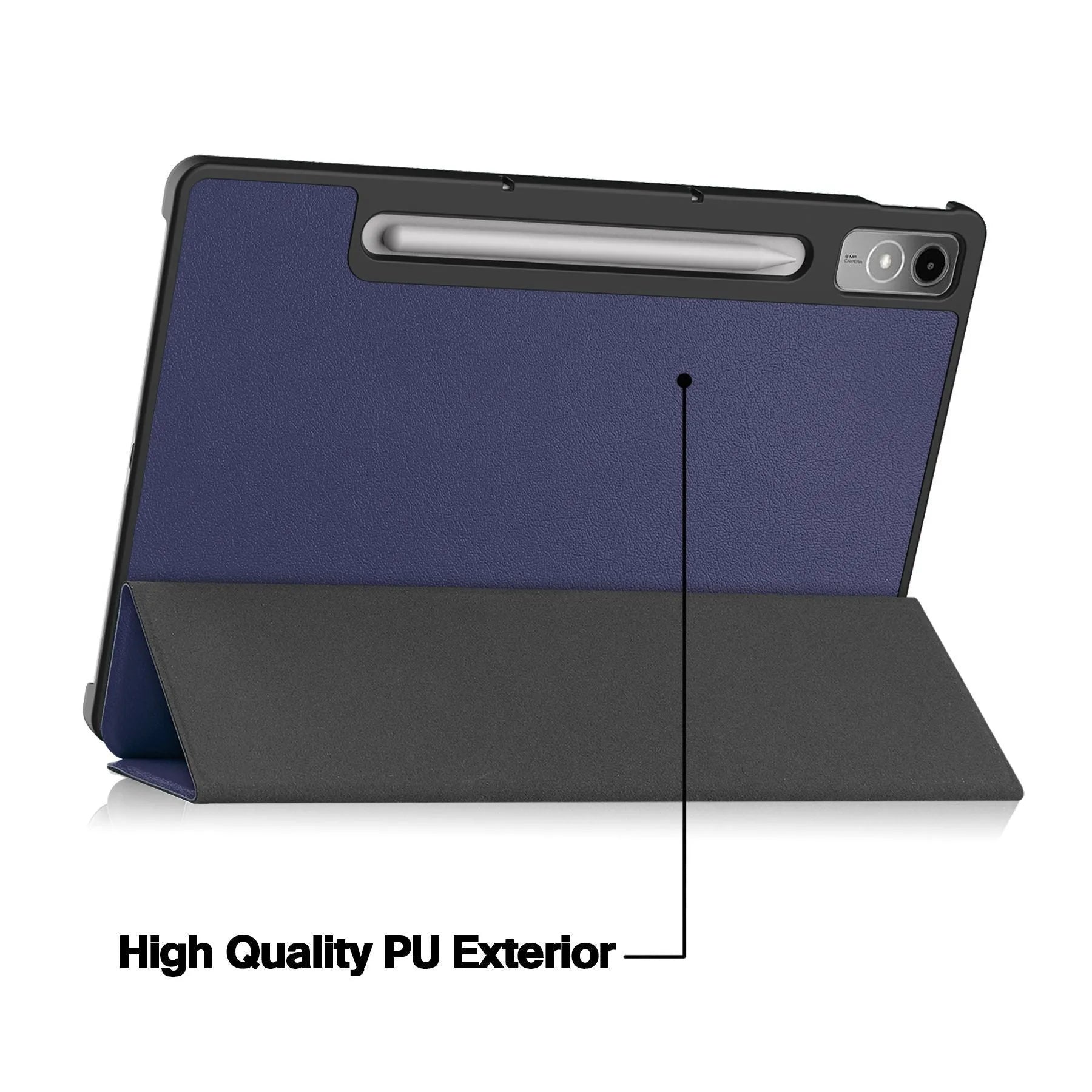 Lenovo Tab P12 12.7-inch tablet protective case in a three-fold stand position, showing one of the many available colour and pattern designs.