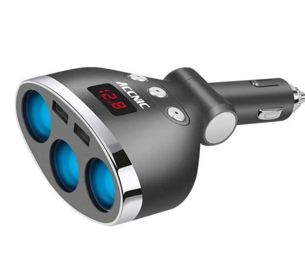ACCNIC black round 2-port USB car charger for smartphones and small appliances