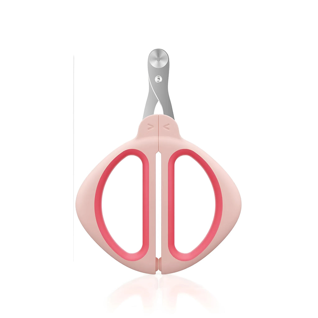 Pet nail clipper with round positioning hole and non-slip handle in blue colour