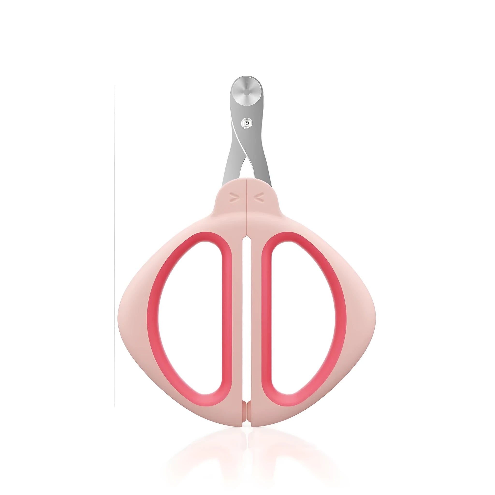 Pet nail clipper with round positioning hole and non-slip handle in blue colour