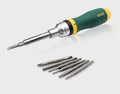 19 in 1 green ratchet screwdriver set with SVCM steel precision bits and ergonomic handle