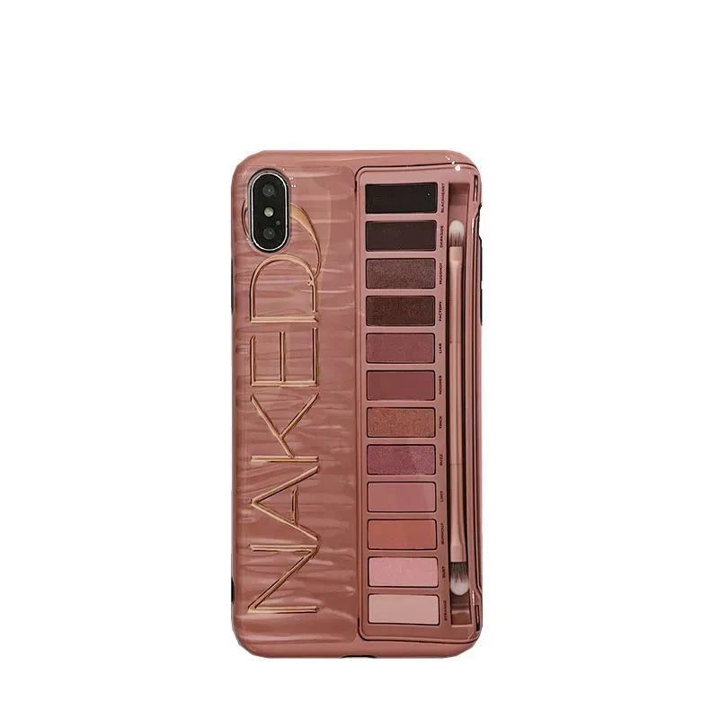 Silicone iPhone case with marble eye shadow pattern in flesh and grey colours