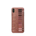 Silicone iPhone case with marble eye shadow pattern in flesh and grey colours
