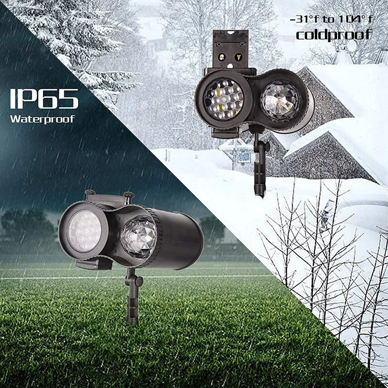 Outdoor waterproof double tube animated watermark light projecting water patterns onto a garden wall
