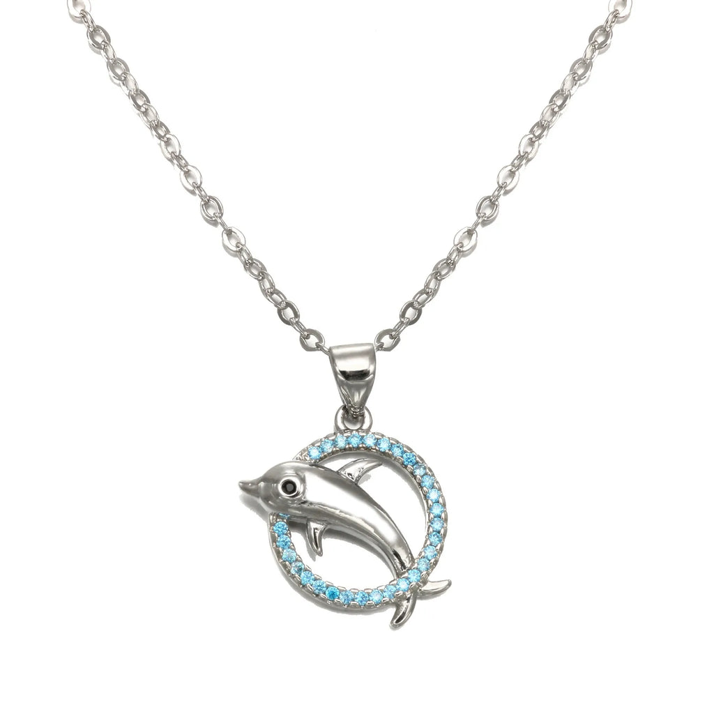 Dolphin Necklace copper pendant simple fashion Rose Gold Silver women's accessory