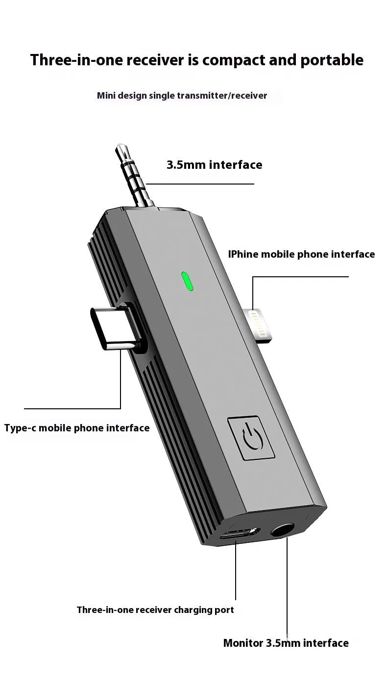 S17 wireless three-in-one neckline clip microphone receiver with universal device compatibility and 20Hz-20KHz frequency range