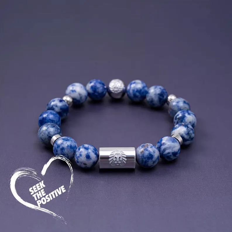 Little Lion ethnic style bracelet made from Bodhi seeds with geometric black and white patterns