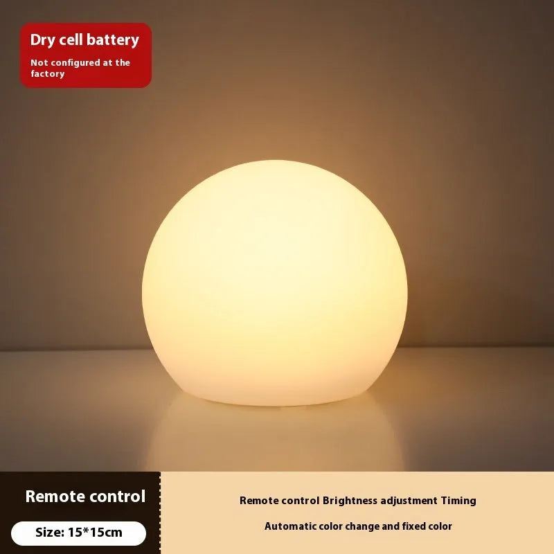 Dry battery night lamp ball shape D15CM remote control timing white modern simplicity