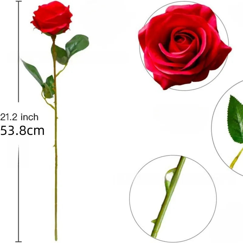 Single stem silk rose artificial flower in various colours for wedding home decor, 15g weight