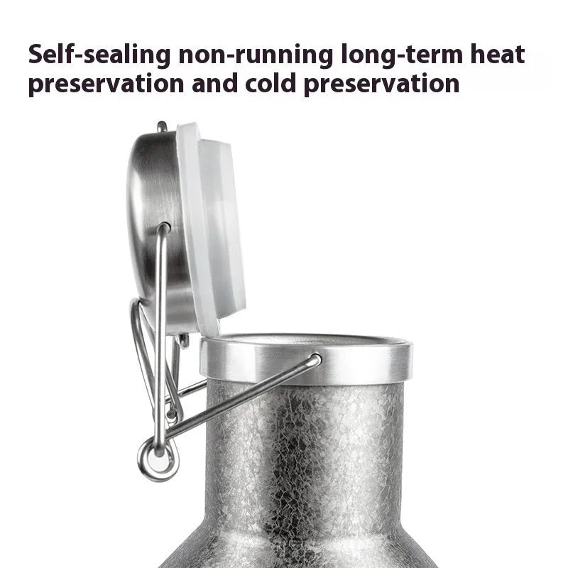 Large stainless steel outdoor thermal pot with handle for portable use during camping and picnics