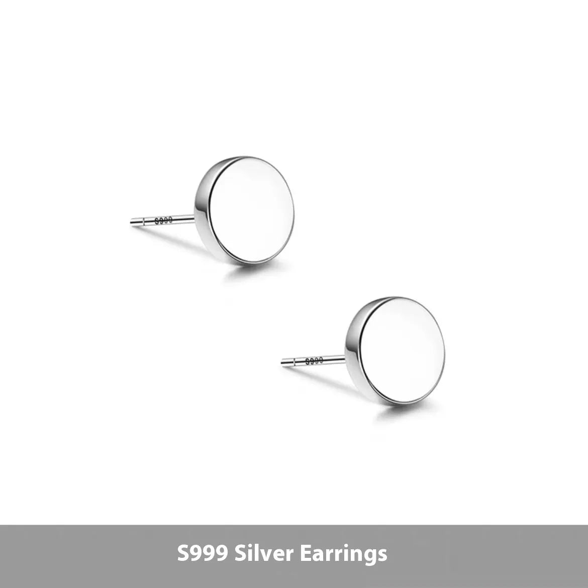 S999 sterling silver round flat ear bone studs in black and silver finishes, showing 3mm to 8mm size range