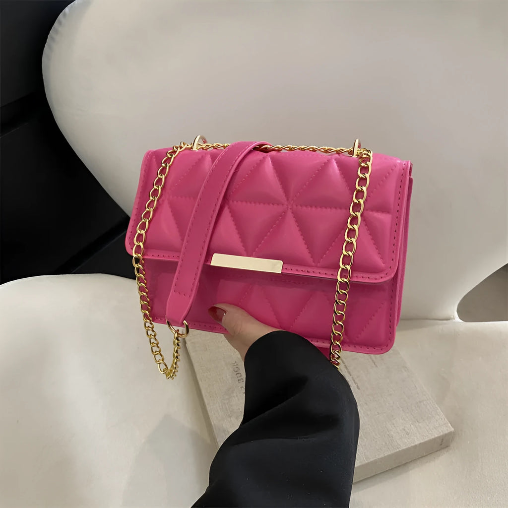 Women's PU leather messenger bag horizontal square shape with stitched detailing, 19x13x6cm, crossbody handbag