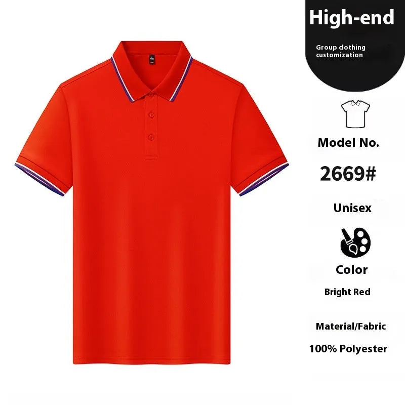 Men's short sleeve nylon polo shirt in multiple colours with straight cut design