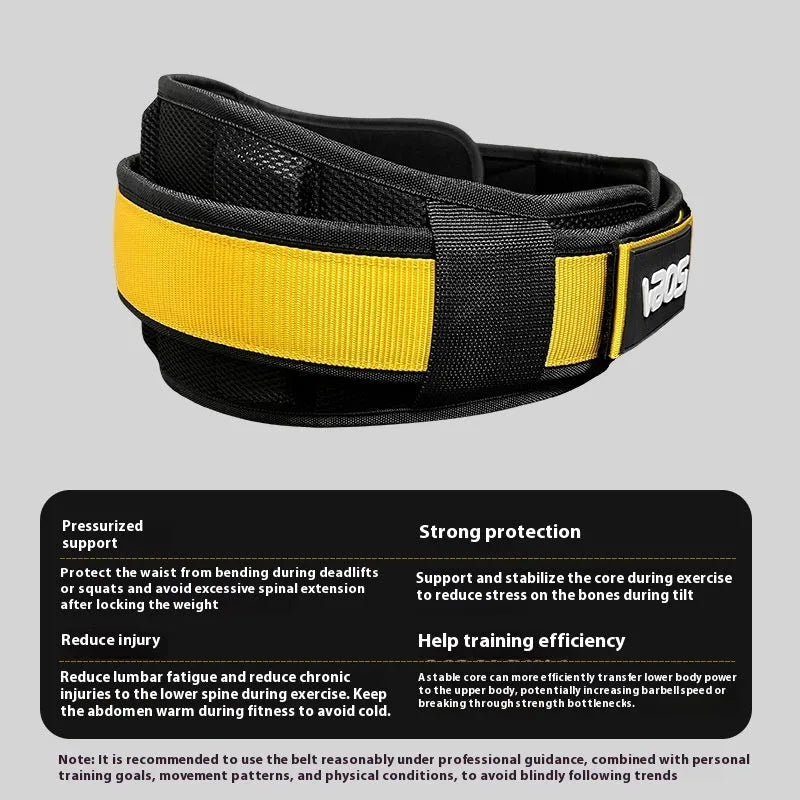 Adjustable fitness waist support belt in black for weightlifting squat deadlift training gym