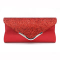 Pink PU sequined women's handbag with horizontal square shape, zipper pouch, and secret compartment