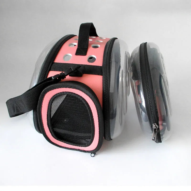 Breathable crossbody pet bag for small pets under 10 jin in solid colour with EVA and polyester fabric.