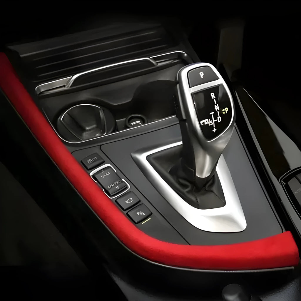 BMW 3 series car interior decoration strip set in multiple colours including red silver black blue and carbon fibre for central control and gear trim