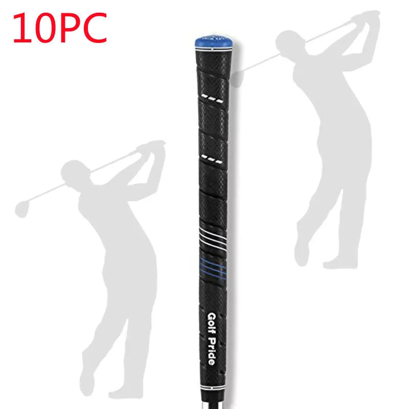 Blue PU golf grip for iron or wood clubs with non-slip surface pattern, midsize option