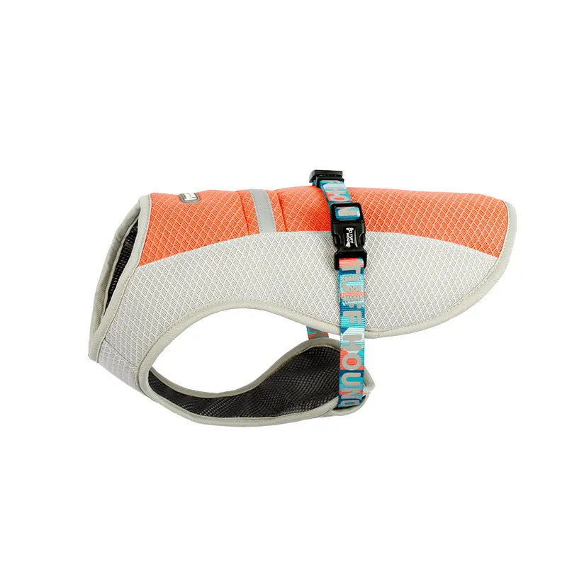 Dog cooling vest in blue made of cloth, available in sizes S to XL, casual style for dogs