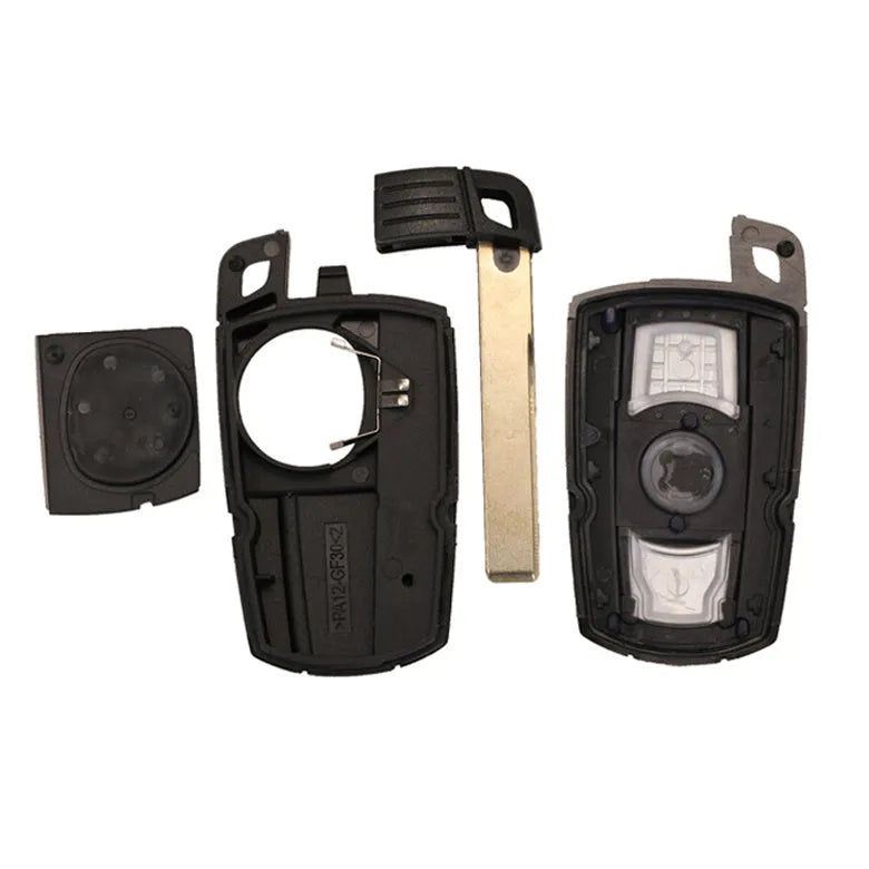 CAS3 semi-intelligent remote car key fob for BMW with three blank metal keys.