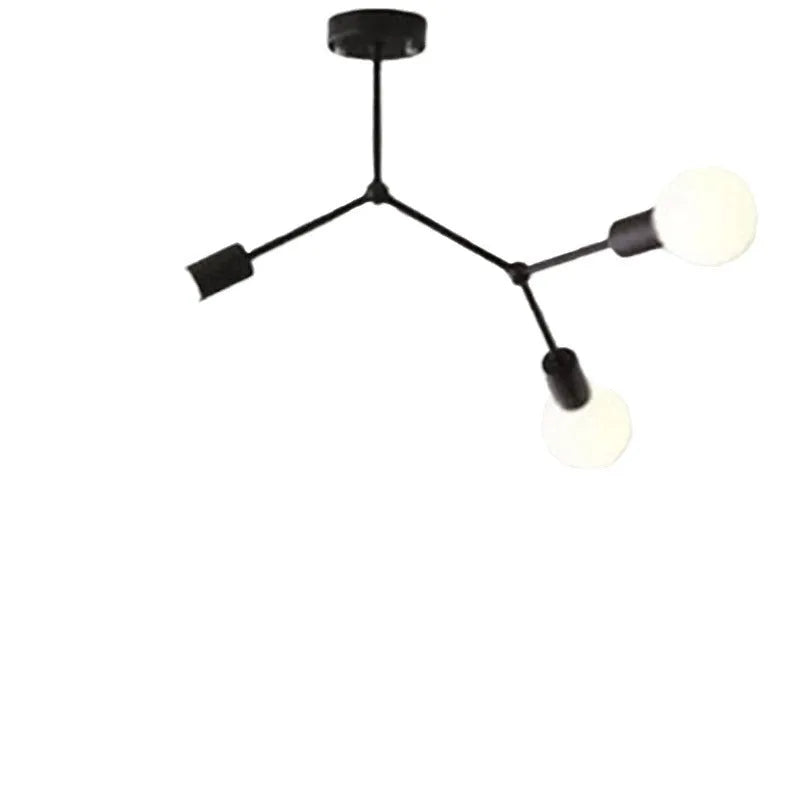 Nordic style iron chandelier ceiling lamp in black or white with multiple head configuration options