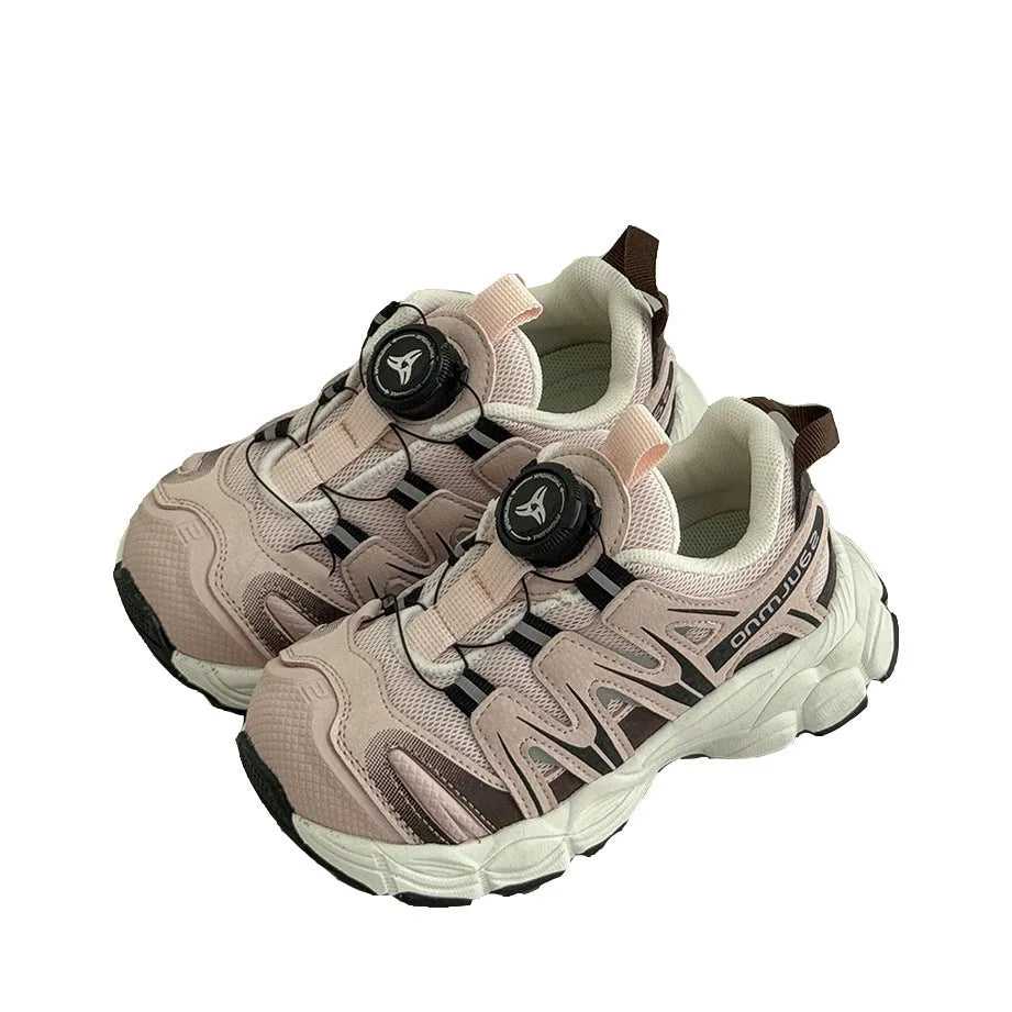 Girls solid colour casual slip-on sneakers in beige, made from lightweight PU leather mesh.