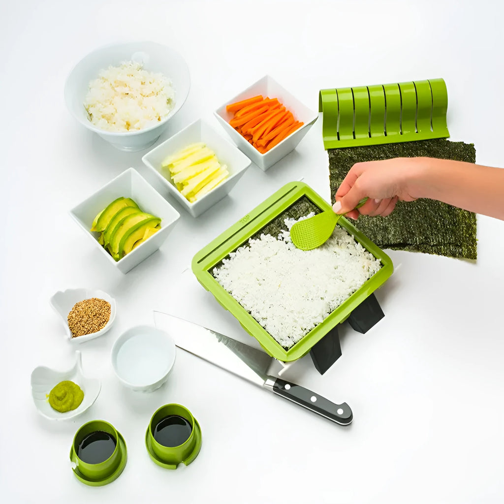DIY simple sushi making machine with PP stainless steel build and 11 stainless steel wires in colour box packaging