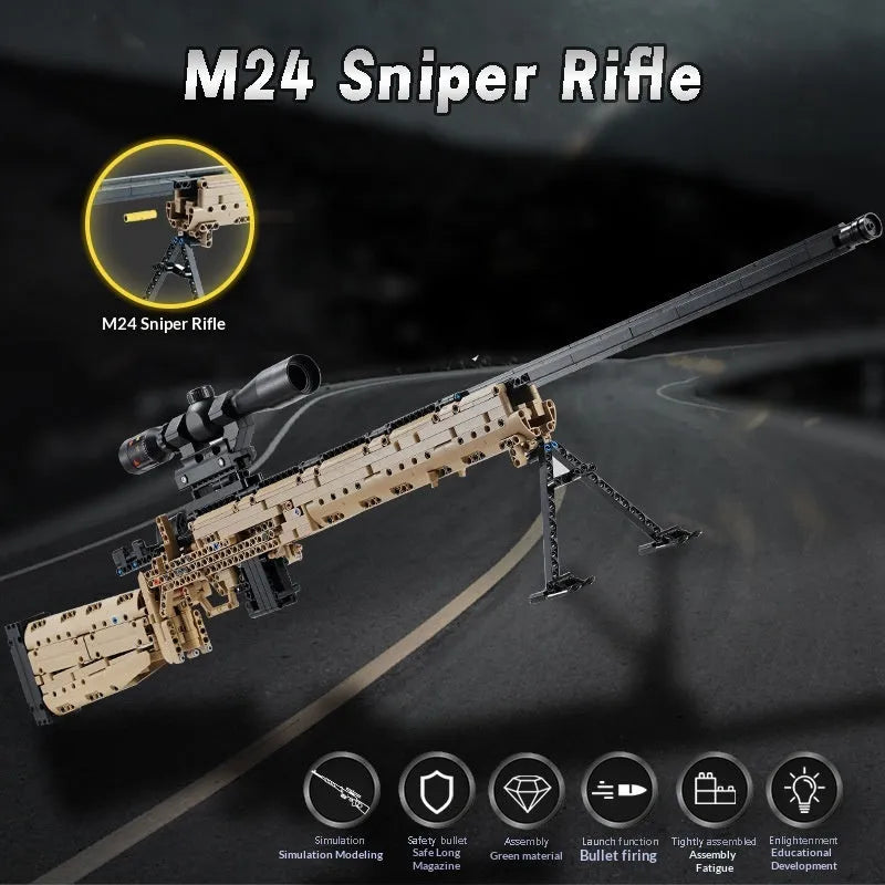Building blocks toy gun assembly kit in colour box, 98K sniper rifle variant