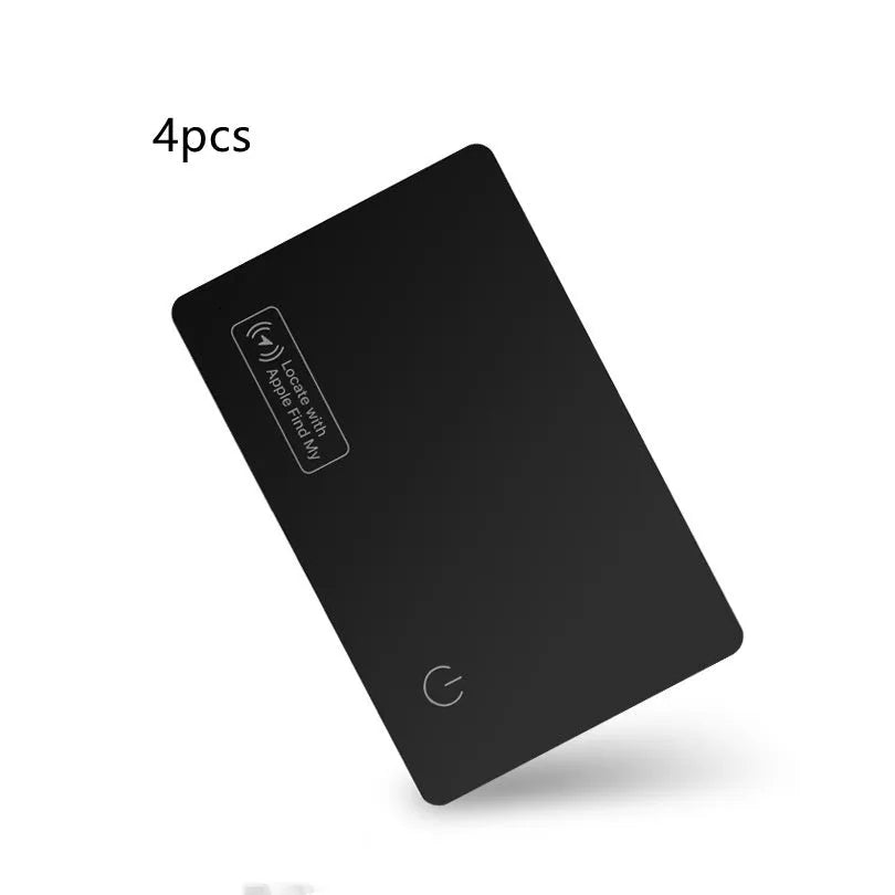 Black ultra-thin Apple anti-loss card with wallet-sized dimensions and MFI certification