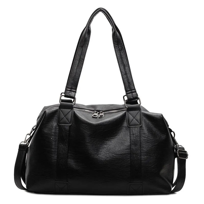 Lightweight crossbody sports gym bag with PU material, black colour, large capacity 20-35L