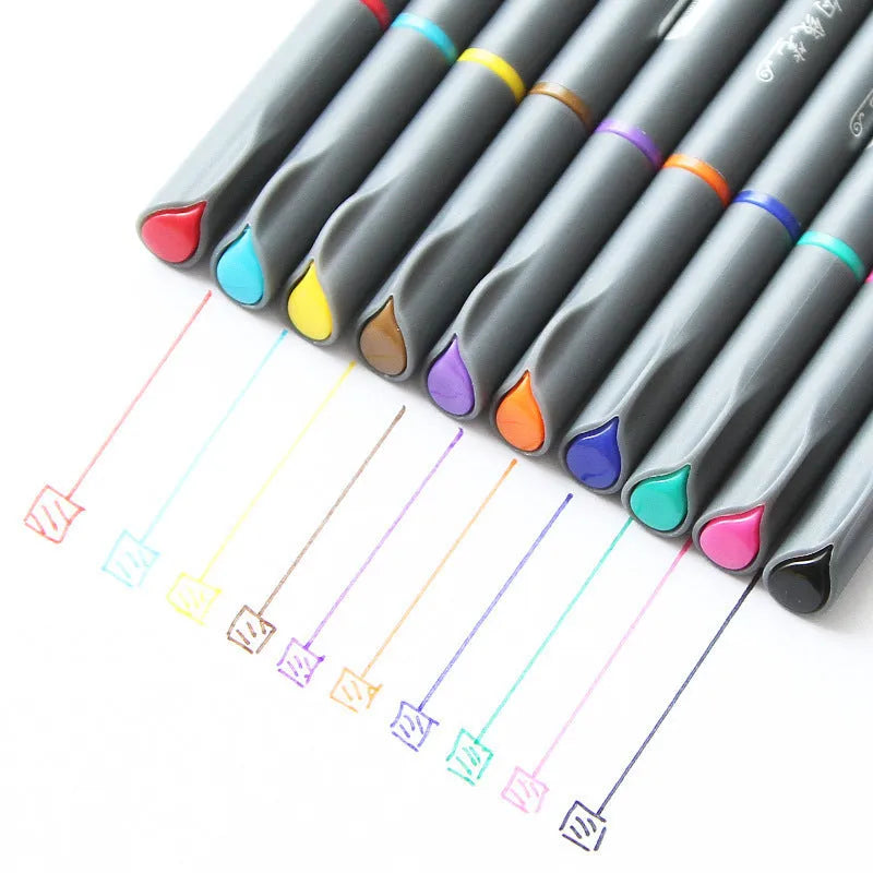 Set of 10 black 0.38mm hook line pens for technical drawing and architectural drafting