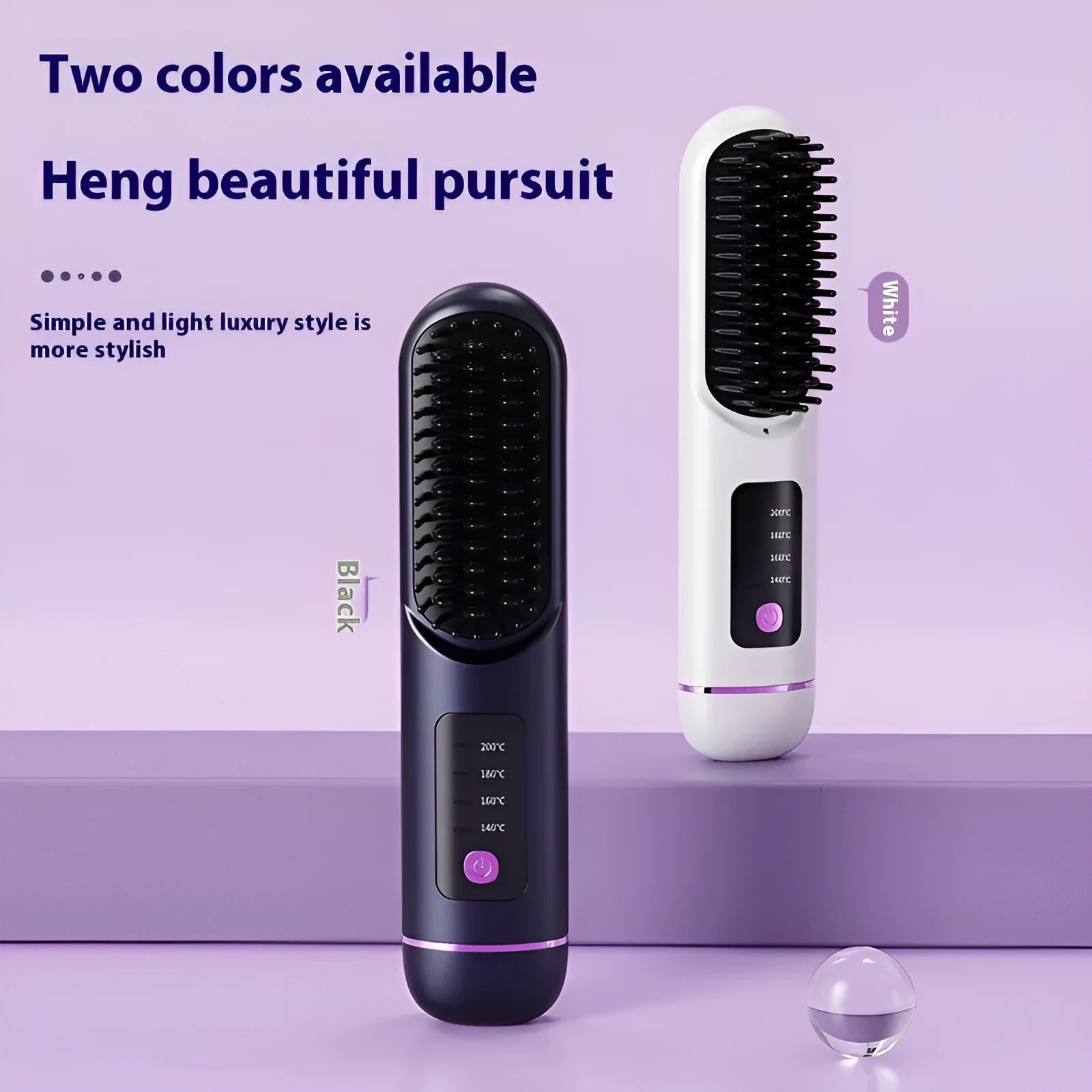 Portable charging negative ion straight hair comb in blue, grey, or white colour.