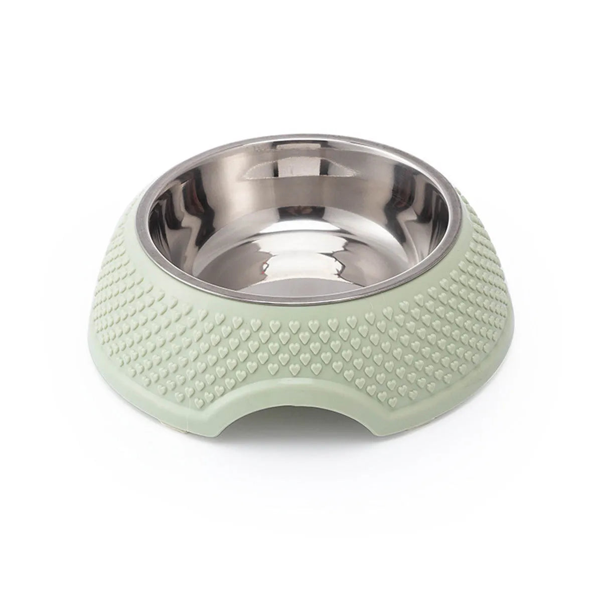 Blue stainless steel square pet bowl with a non-slip base for cats and small dogs