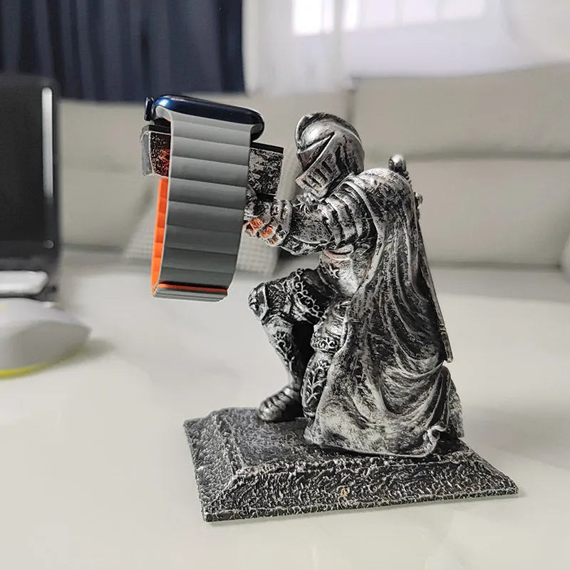 Resin half-handmade warrior smartwatch charging display stand for Apple or Huawei