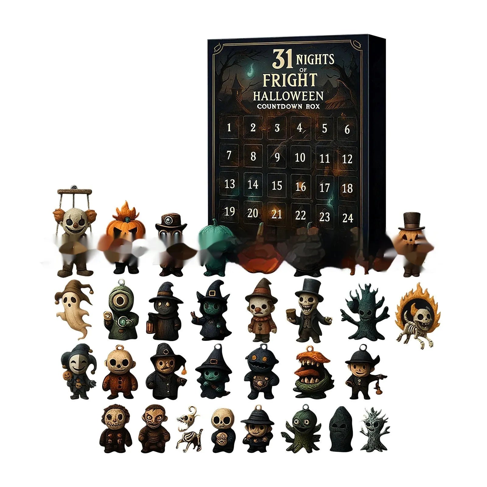 Halloween horror countdown box blind box with resin decorations