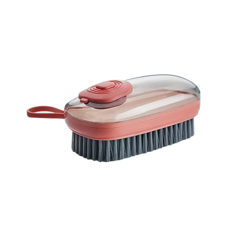 Blue automatic liquid cleaning brush with ergonomic grip for shoes and household cleaning
