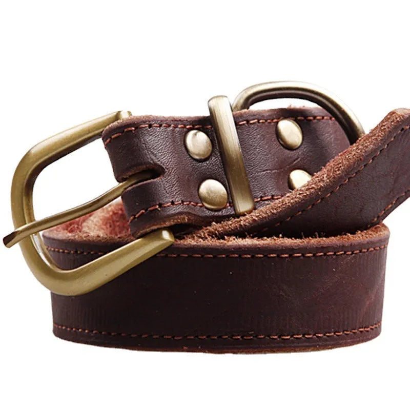 Cowhide dog collar in original leather colour with buckle, six sizes from 24CM to 65CM