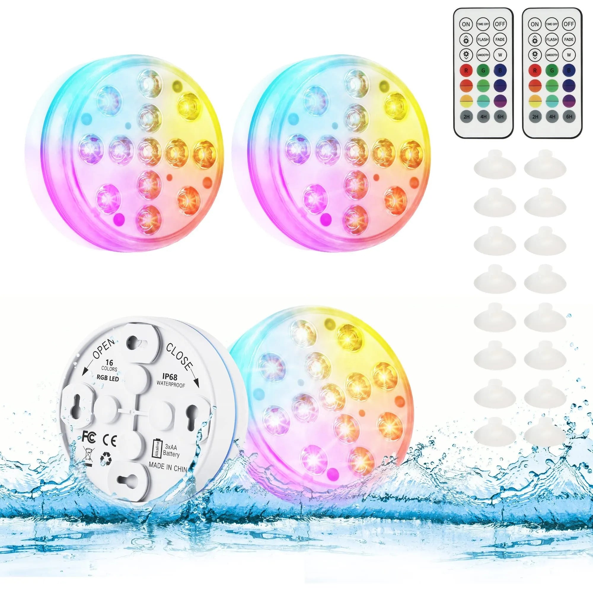 Remote control colour changing diving light with IP68 waterproof rating for indoor and outdoor use