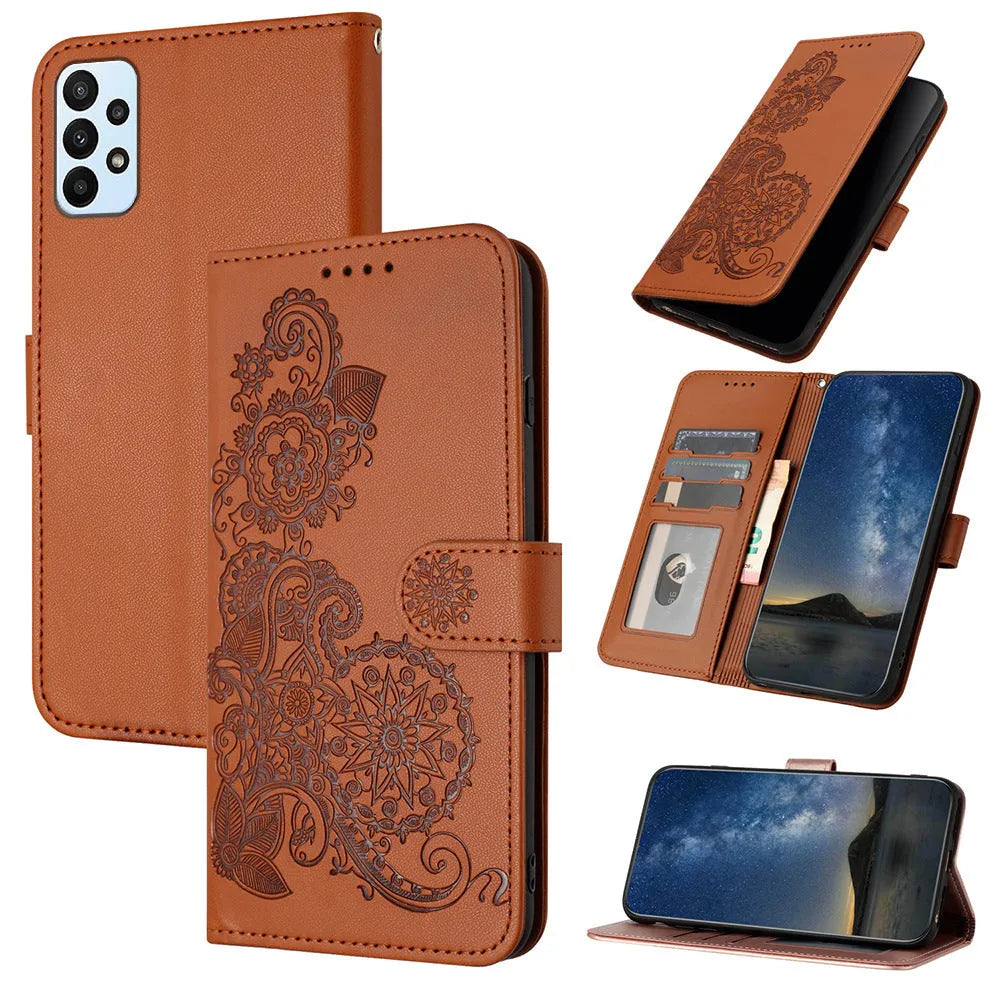 Datura Flowers Samsung Leather Flip Case