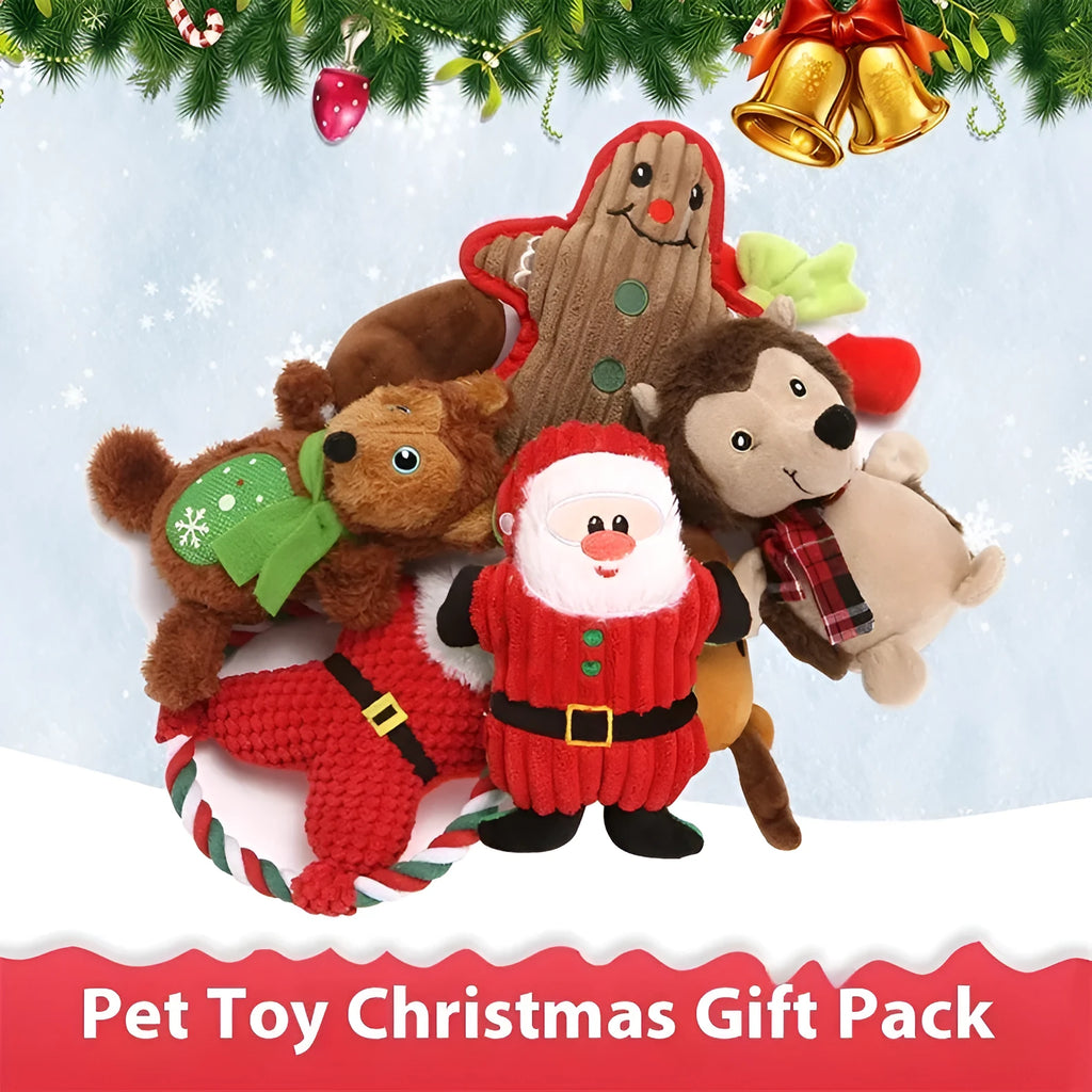 Christmas pet toy plush Santa Claus design with squeaker for cats and dogs