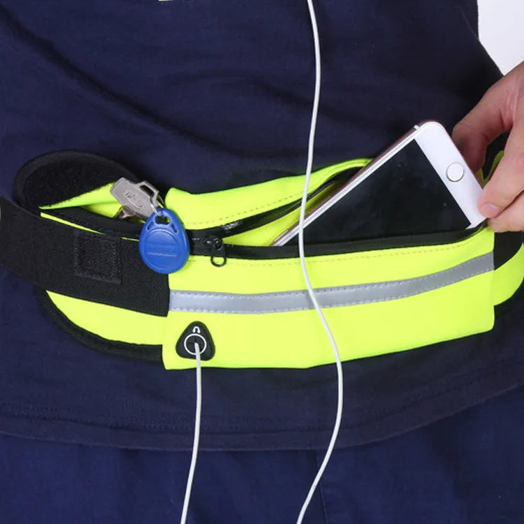 Nylon fitness waist bag 20x10cm in solid colour with zippered pocket for running cycling gym
