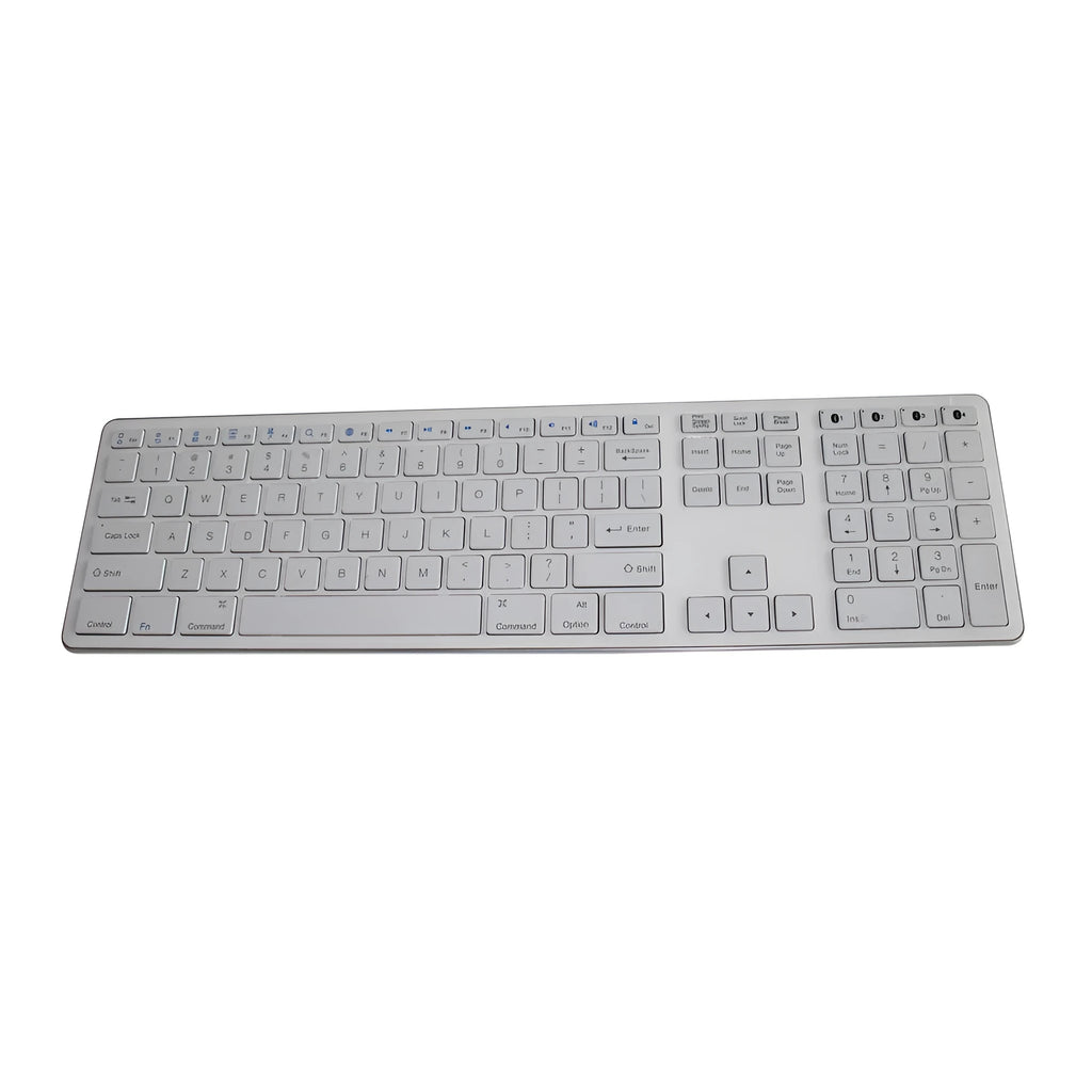 White wireless Bluetooth keyboard with 109 keys including three-key zone for Windows iOS Android devices