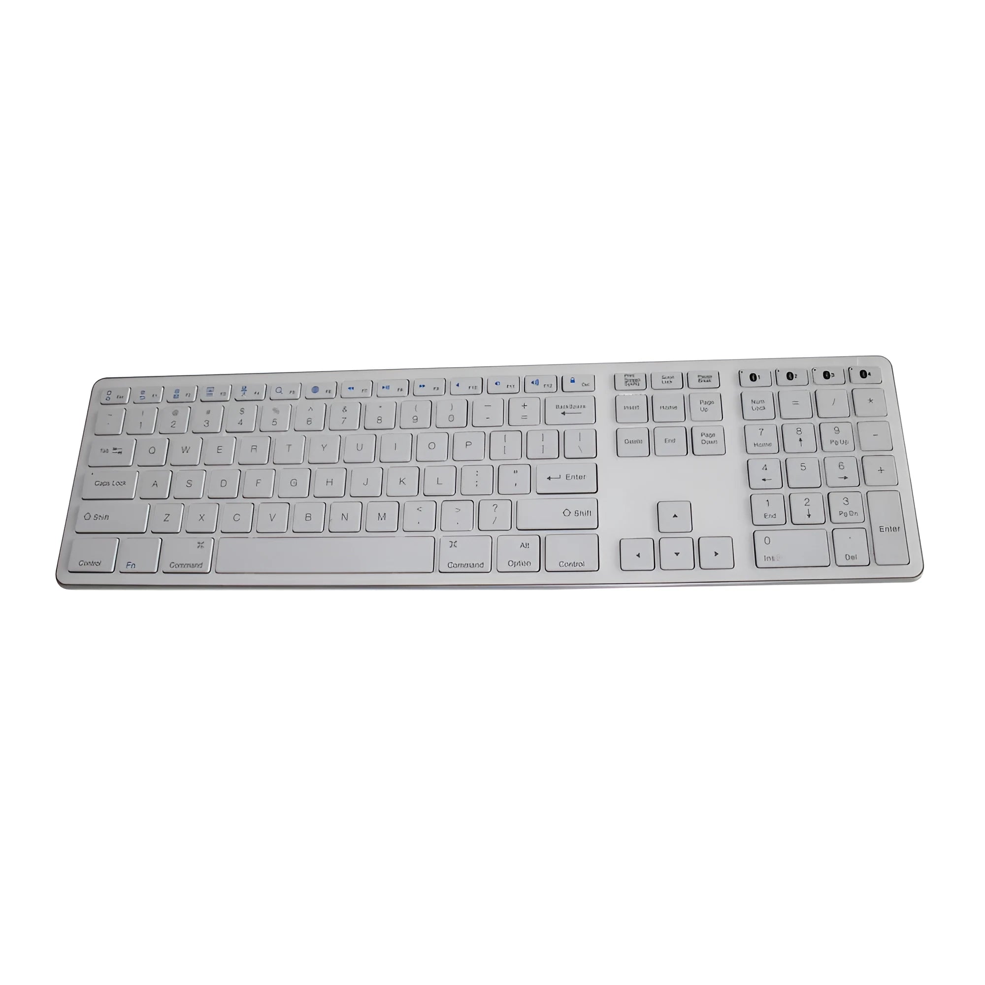 White wireless Bluetooth keyboard with 109 keys including three-key zone for Windows iOS Android devices