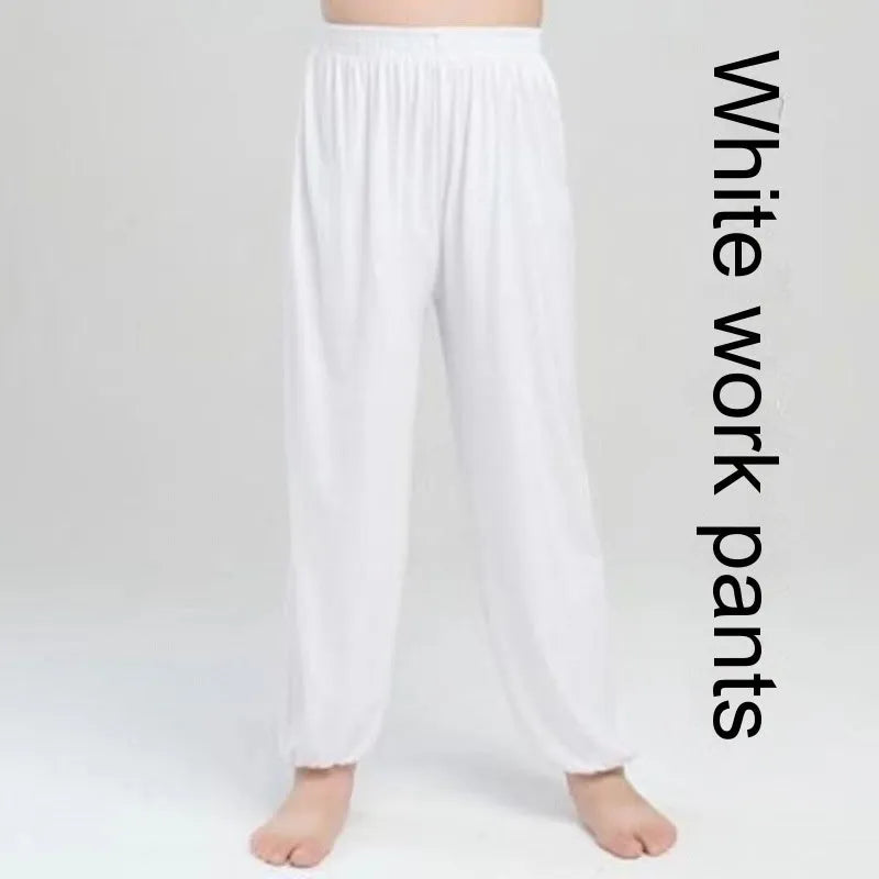 Children's black high elasticity Sanda practice pants made from Lycra fabric for martial arts training.