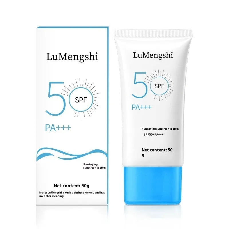 Tube of 50g refreshing sunscreen with whitening and moisturising for universal skin types