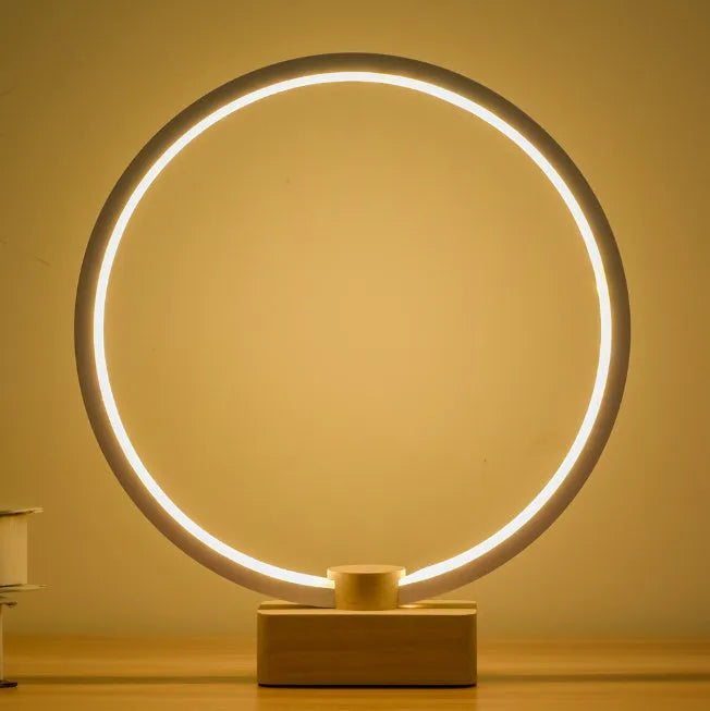 Solid wood smart LED night lamp with bamboo holder and USB cable